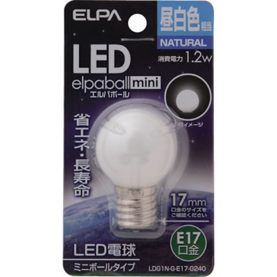 特長●光源にはLEDを使用していますので、消費電力が少ない省エネタイプです。●電飾、サイン用照明に適しています。仕様●明るさ(lm)：55●光源色：昼白色相当●外径(mm)：30●全長(mm)：48●消費電力(W)：1.2●口金：E17●定格寿命(時間)：30000●幅(mm)：30●標準消費電力料金：0.03円/h●電源(V)：AC100V●交流電源：100V 50/60Hz共用●定格入力電流(A)：0.014●設計寿命(時間)：30000●光色：昼白色相当仕様2●屋内用●定格寿命：30000時間原産国（名称）：台湾【代引きについて】こちらの商品は、代引きでの出荷は受け付けておりません。【送料について】北海道、沖縄、離島は送料を頂きます。