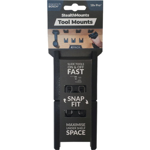ステルスマウント ツールマウントボッシュ18V用(4個入り)ブラック TMBO18BLK4 物流 保管用品 工場用保管設備 ツールホルダー(代引不可)