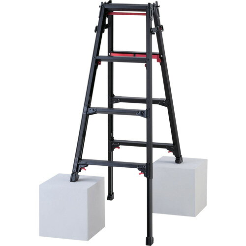 Stepladders - ハセガワ 脚部伸縮脚立 シャガマン ブラック 4段 RYRB12 工事 照明用品 はしご 脚立 脚立(代引不可)【送料無料】