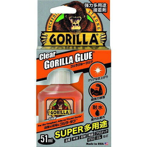 【商品詳細】●SUPER多用途です。●クリアな仕上がりで異なる素材も強力に接着します。●衝撃・振動に強く肉やせがなく凹凸面も接着できます。●湿気と反応し強力接着します。●耐水性にすぐれ屋内外で使用できます。●塗布後5分間調整可能です。●硬化後は塗装・研磨が可能です。●さまざまな素材に使用できます。●屋内や屋外環境の凹凸面、平滑面、広い面、狭い面など、あらゆる箇所での接着及び補修。●色：透明●容量(ml)：51●耐寒・耐熱：-29℃〜82℃●硬化時間の目安：〜24時間（固定時間：2時間）材質／仕上●主成分：変成シリコーン●その他成分JANコード 4972444017707【代引きについて】こちらの商品は、代引きでの出荷は受け付けておりません。【送料について】北海道、沖縄、離島は送料を頂きます。
