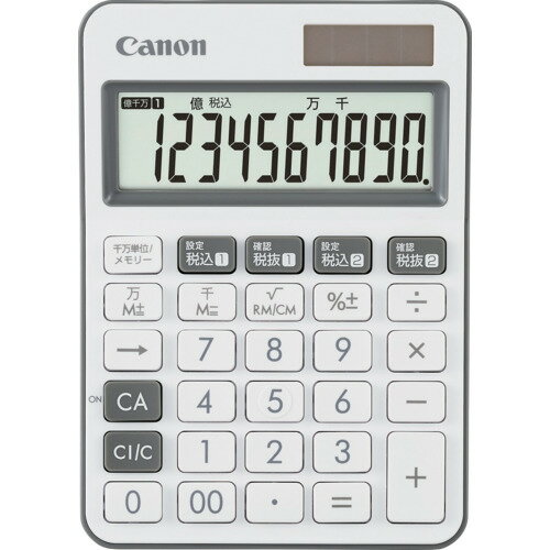 特長●好みに合わせて選べる豊富なバリエーションです。●清潔感と華やかさを感じさせるホワイトとのツートンカラーです。●税率改定や軽減税率にも対応できるよう、2つの「税率」キーを搭載しています。●万、千などの大きな単位を一発で入力でき、感覚的に使いこなすことが可能です。仕様●桁数：10●色：チャコール仕様2●見やすい「千万単位」機能。原産国：中国【代引きについて】こちらの商品は、代引きでの出荷は受け付けておりません。【送料について】北海道、沖縄、離島は送料を頂きます。