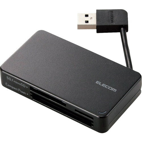 ELECOM メモリリーダライタ ケーブル収納タイプ USB3.0対応 SD+microSD+CF対応 ブラック MR3K303BK オフィス 住設用品 OA用品 メモリ(代引不可)【送料無料】