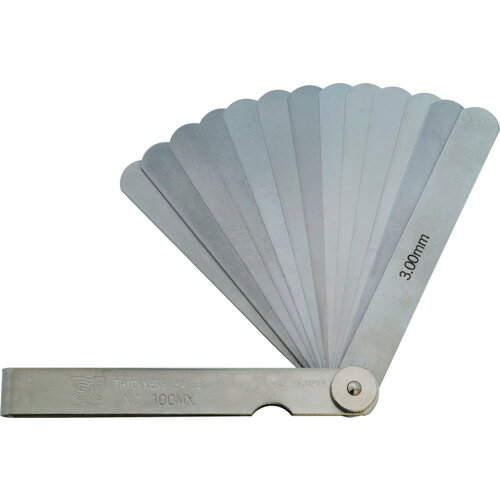 Scales - SK スキマゲージ シクネスゲージ 100MX 100mm 13枚 厚さ0.03~3.00mm 100MX 測定 計測用品 測定工具 ゲージ(代引不可)【送料無料】