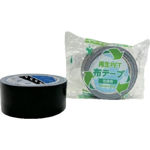 Cloth Tape - TERAOKA 再生PET布テープ No.1605 黒 50mm×25M 1605BK50X25 梱包用品 テープ用品 梱包用テープ(代引不可)