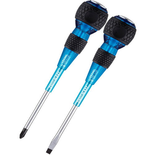 VESSEL 250-2PS-GBL ボールグリップ安全貫通ドライバー2本組 ギャラクシー青 2502PSGBL 手作業工具 絶縁用品 絶縁ドライバー(代引不可)