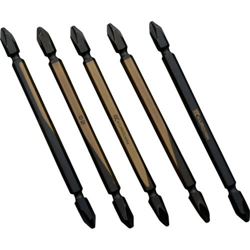 フジ矢 両頭ビット(黒金 5本組)+2×110mm 5215110BG 電動 油圧 空圧工具 ドライバービット 両頭ビット(..