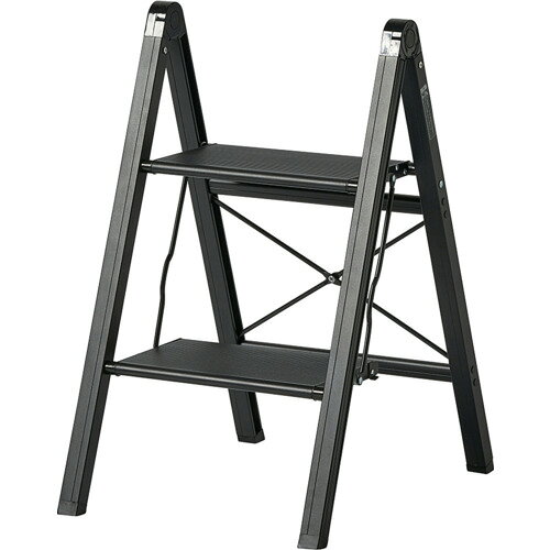 Stepladders - TENMA アルミ踏み台スリム2段 ブラック 812004235 工事 照明用品 はしご 脚立 踏台(代引不可)【送料無料】