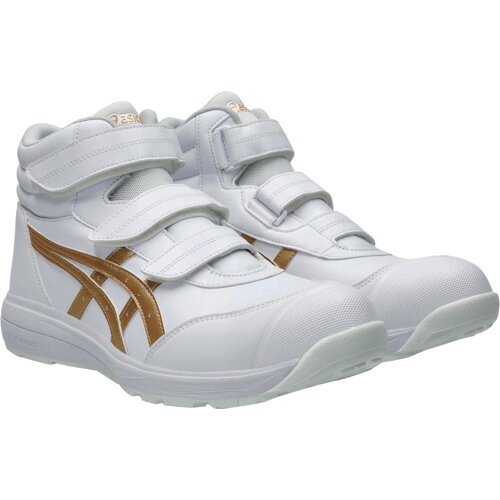 樂天商城 - ASICS ウィンジョブ CP312 ホワイト×ピュアゴールド 27.0cm アシックスジャパン 保護具 安全靴 作業靴 プロテクティブスニーカー 1273A111.100-27.0(代引不可)【送料無料】