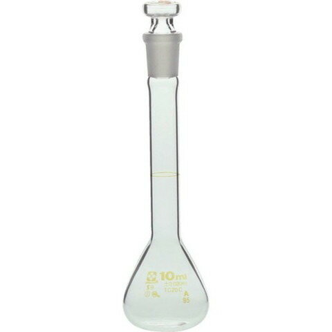 【商品詳細】●一定の体積を測るために用いられます。全量フラスコとも呼ばれます。●底の平らなフラスコに細長い首が伸びた形状で、首の部分に通常は1本の回線があります。●目盛のある首部分の径が細いため、同容量のメスフラスコより目盛の精度が高いです。●一定の試薬濃度を正確に調整する時に使用されます。●目盛は受入体積（入っている体積）を表し、受用（入用）を意味するTCが表示しています。（TC：To Contain の略）・目盛は20℃の水を測定したときの体積を表します。●JIS規格（R3505）クラスAの「体積の許容誤差」より高精度です。●一定体積の溶液をはかり取るためのガラス製実験器具として。●容量(ml)：100●外径(mm)：60●高さ(mm)：180●首外径(mm)：16●対応栓：13●許容誤差(ml)：±0.08●JIS R3505　クラスA以上、USP規格同等品(5、20、200ml除く)材質／仕上●ほうけい酸ガラスセット内容／付属品●平栓注意●高さには栓を含みません。JANコード 4589988667192【代引きについて】こちらの商品は、代引きでの出荷は受け付けておりません。【送料について】北海道、沖縄、離島は送料を頂きます。