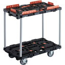 TRUSCO トラスコ 連結式樹脂製2段台車 ビートル 700X450 自在3輪 内2輪ストッパー付 柵 トメタロウ付 ハンドルナシ BT720KJ3S2E100T 組立品 組立設置不可(代引不可)【送料無料】