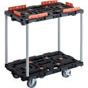 TRUSCO トラスコ 連結式樹脂製2段台車 ビートル 700X450 自在5輪 内2輪ストッパー付 柵付 ハンドルナシ BT720KJ5S2E100(代引不可)【送料無料】(4)