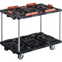 TRUSCO トラスコ 連結式樹脂製2段台車 ビートル 900X600 自在5輪 内2輪ストッパー付 柵 トメタロウ付 ハンドルナシ BT920KJ5S2E100T 組立品 組立設置不可(代引不可)【送料無料】
