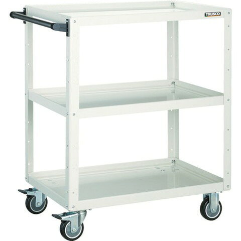 【商品詳細】●車輪と共に車軸もロックするダブルロック仕様のキャスターです。●アングル支柱に突起を出し、棚板を固定することにより縦横のゆれを軽減します。●棚板は皿型・フラット型の表裏両面使用できます。●工場内の運搬作業や、ピッキング作業に、またライン作業における工具置き台、部品、商品の仮置きに。●最大積載量(kg/台)：250●均等積載量(kg/段)：120●色：ホワイト●間口(mm)：900●奥行(mm)：600●高さ(mm)：740●段数(段)：3●棚板：こぼれ止め付棚板(表裏両用)●キャスター：自在式(Wストッパー付) 100mm(2個) 固定式 100mm(2個)材質／仕上●本体:スチール●キャスター金具:スチール●車輪:ウレタン【代引きについて】こちらの商品は、代引きでの出荷は受け付けておりません。【送料について】北海道、沖縄、離島は送料を頂きます。