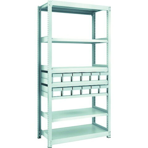 【商品詳細】●間口(mm)：860●奥行(mm)：450●高さ(mm)：1800●有効間口(mm)：816●タイプ：引き出し(小)12●色：ネオグレー●棚段数(段)：7●棚板調整ピッチ(mm)：25●均等積載量：200kg/段●最大積載量：1500kg/台注意●集中荷重になりますと耐荷重能力は半減します。必ず均等に荷重を分布させてご使用ください。JANコード 4989999490350【代引きについて】こちらの商品は、代引きでの出荷は受け付けておりません。【送料について】北海道、沖縄、離島は送料を頂きます。【ご注意】当店では組み立て設置は行っておりません。あらかじめご了承ください。