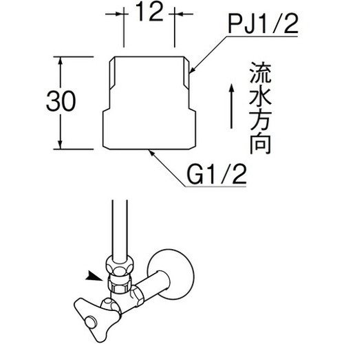 リコメン堂ホームライフ館のSANEI 逆止弁ニップル PV81-13 SANEI(株) 管工機材 給水設備用継手(代引不可)｜アングル3