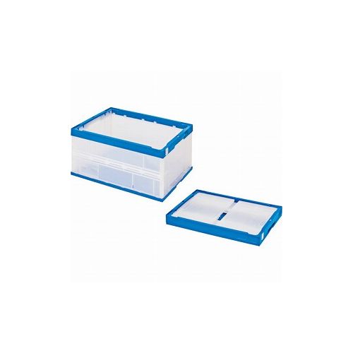 積水 折リタタミコンテナ エコタイプ フタ無シ 透明×ダークブルー 50リットル 透明青 STS5DB 積水テク..