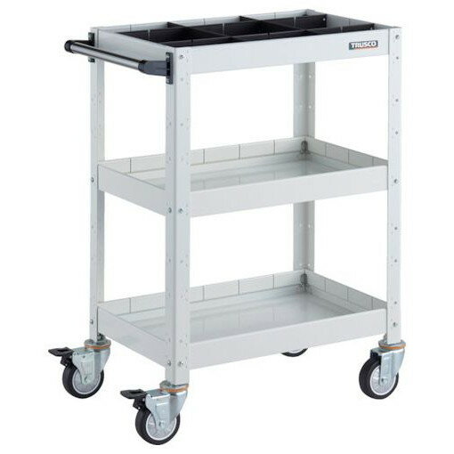 TRUSCO ツールワゴン バーディワゴン 600X400XH880 深3段 1段仕切板付 ウレタン車輪 ホワイト BDW963F3S1UW 物流 保管用品 物流 保管用品 ツールワゴン スチール製ワゴン(ボルトタイプ)(代引不可)【送料無料】