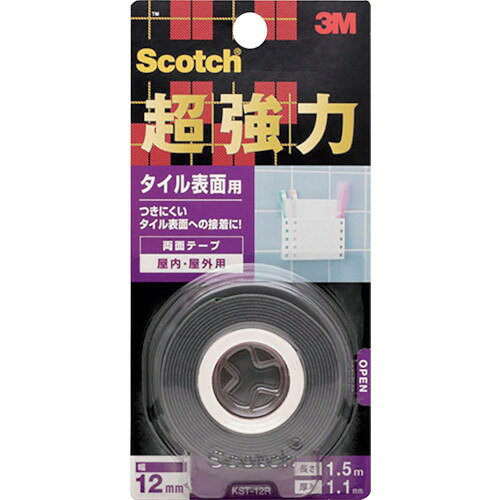 メーカー：スリーエムジャパン【商品特徴】●素材の変形や縮みにもよくなじみ、粗面に対して良好な接着力を発揮します。【用途】●抗菌加工したタイルなどの接着用。【仕様】●色：グレー●幅(mm)：12●長さ(m)：1.5●厚さ(mm)：1.1●テープカット条件：切断にははさみ/カッタ-が必要●粘着力(N/10mm)：粘着力:30N/10mm●使用温度範囲(℃)：-20〜80【仕様2】●使用温度範囲：-20℃から80℃●90度方向剥離力：65 N／cm【材質/仕上】●基材：アクリルフォーム●粘着剤：特殊アクリル系質量：25g原産国（名称）：日本JAN：4550309264697※メーカーの都合によりパッケージ、内容等が変更される場合がございます。当店はメーカーコード（JANコード）で管理をしている為それに伴う返品、返金等の対応は受け付けておりませんのでご了承の上お買い求めください。【代引きについて】こちらの商品は、代引きでの出荷は受け付けておりません。【送料について】北海道、沖縄、離島は別途送料を頂きます。