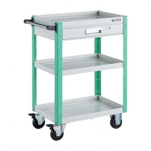 TRUSCO ツールワゴン イーグルワゴン 600X400XH880 引出付 ホワイト/ヤンググリーン TRUSCO EGW963VWYG 物流 保管用品 ツールワゴン スチール製ワゴン(ボルトタイプ)(代引不可)【送料無料】