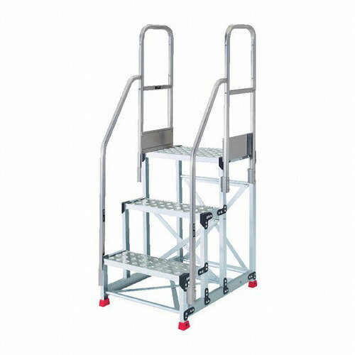 TRUSCO アルミ製作業用踏台 縞板タイプ 3段 高サ0.9m 天板寸法600×400 段高300mm 階段両手スリ付キ TRU..