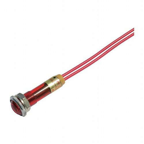 【商品スペック】特長●抵抗器内蔵の高輝度LED表示灯です。●AC/DC200V用電源にダイレクトに接続出来ます。●パネルカット:φ8.2●発光色:赤●レンズ色:赤●長さ200mmのリード線(UL1430 AWG24)付です。●飾り金具が添付されています。用途●電源表示灯用●電源のON、OFF表示灯仕様●定格電圧(V)：AC/DC200(180〜264)●定格電流(mA)：1.0〜2.5仕様2●結線方法：リード線(L=200mm UL1430 AWG24)●モールドフレーム●絶縁耐圧：AC2000V1分間(充電部アース間)●絶縁抵抗：DC500V100MΩ以上(充電部アース間)材質/仕上●本体/フランジ/レンズ:ポリカーボネート樹脂●飾り金具:真鍮クロームメッキセット内容/付属品注意【代引きについて】こちらの商品は、代引きでの出荷は受け付けておりません。【送料について】北海道、沖縄、離島は別途送料を頂きます。