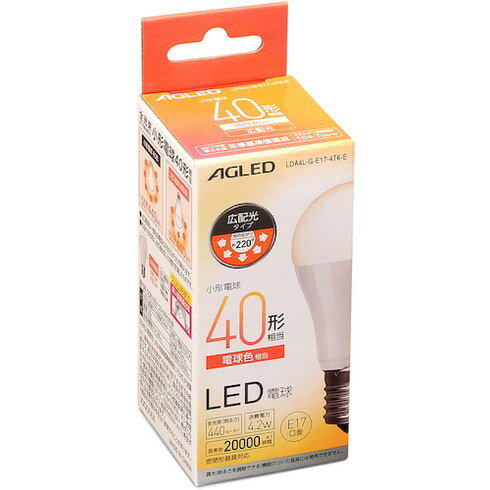 IRIS 522213 LED電球 E17 広配光 40形相当 電球色(20000時間) IRIS LDA4LGE174T6E 工事 照明用品 作業灯 照明用品 LED電球(代引不可)