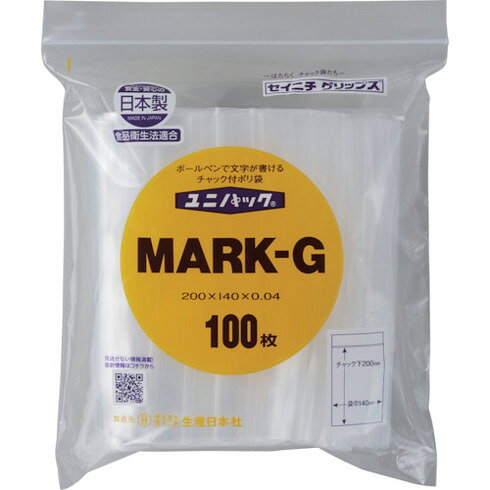 【商品スペック】特長●チャック付ポリエチレン袋で白ベタの印刷があり、ボールペンで文字が書けます。用途●部品などの保管、管理。仕様●色：透明●縦(mm)：200●横(mm)：140●厚さ(mm)：0.04仕様2材質／仕上●ポリエチレン（PE）セット内容／付属品注意【代引きについて】こちらの商品は、代引きでの出荷は受け付けておりません。【送料について】北海道、沖縄、離島は送料を頂きます。