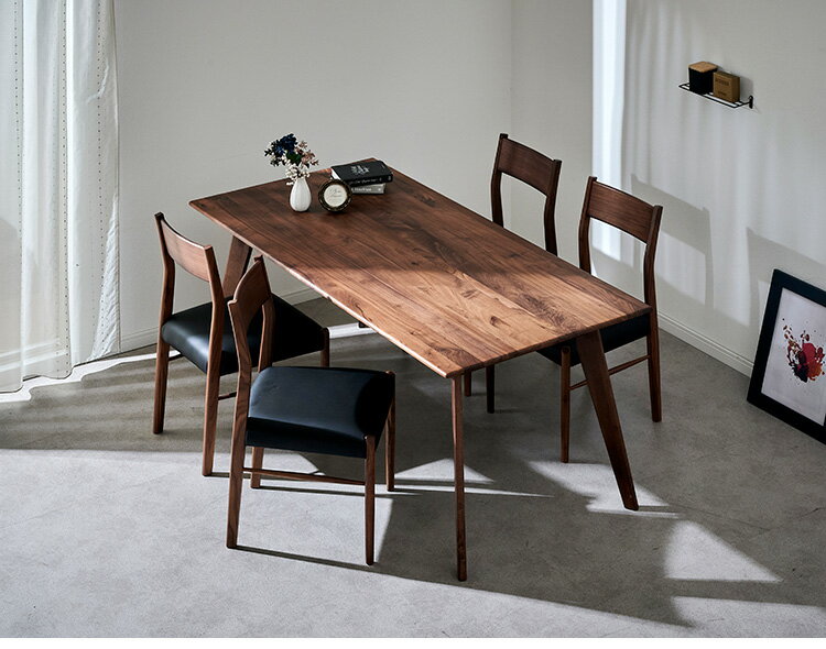 ダイニングセット 4人掛け 5点セット ウォールナット無垢材 ダイニングテーブルセット 幅150 合皮 天然木 ダイニングチェア 食卓 テーブル 椅子 いす(代引不可)【送料無料】 [2]