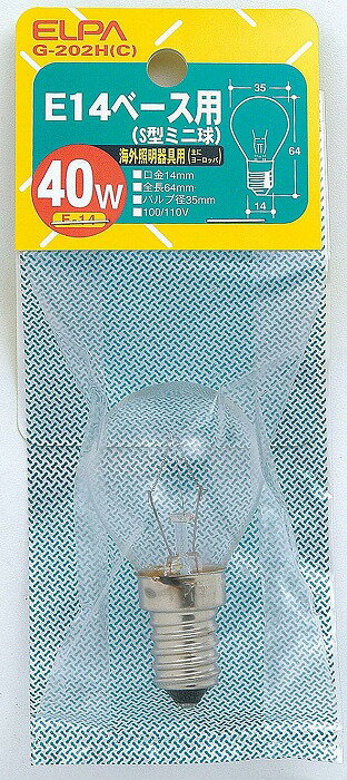 Filament Lamps - E14S型ミニ40W G-202H(C) エルパ ELPA 朝日電器