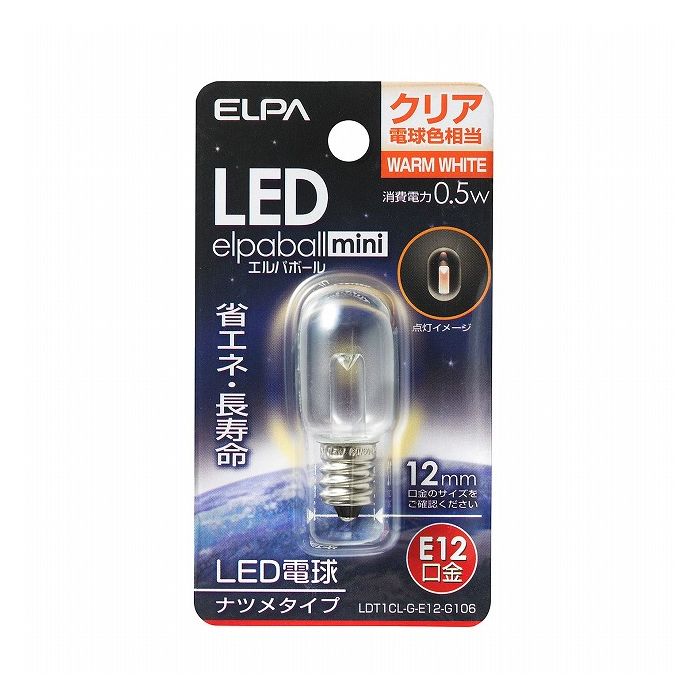 LEDナツメ形E12 LDT1CL-G-E12-G106 エルパ ELPA 朝日電器