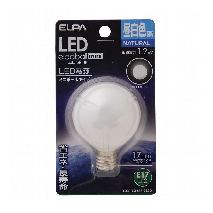 Small Light Bulbs - LED電球G50形E17 LDG1N-G-E17-G260 エルパ ELPA 朝日電器