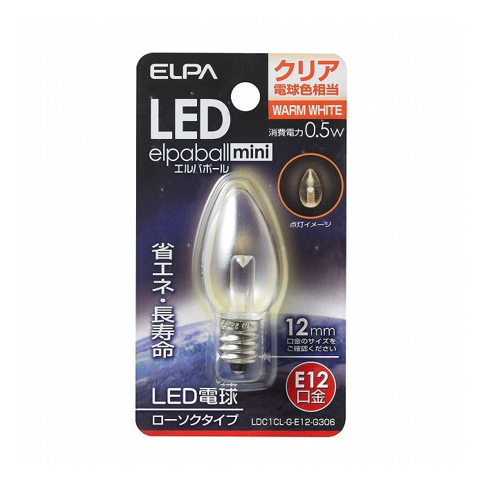 General Light Bulbs - LED電球ローソク形E12 LDC1CL-G-E12-G306 エルパ ELPA 朝日電器
