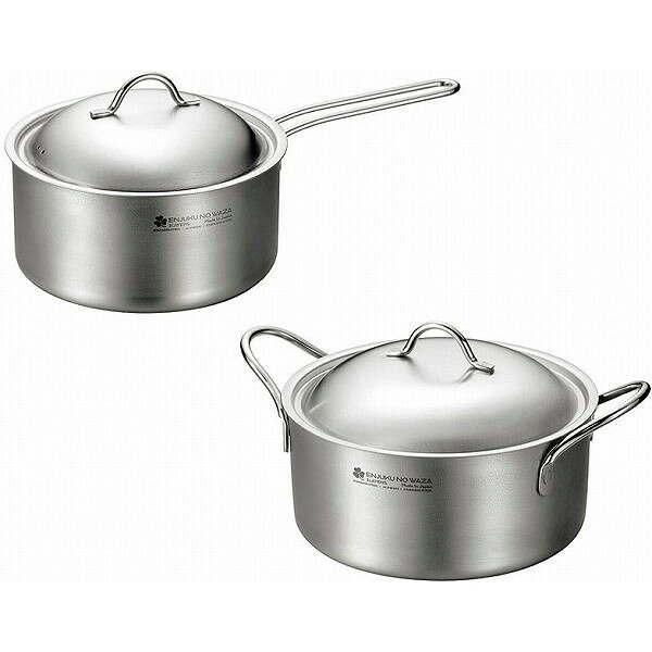 ■内容（サイズ等）片手鍋：約185×325×145mm（本体高さ：90mm）　両手鍋：約208×290×150mm（本体高さ：95mm）■容量片手鍋：約2.2L　両手鍋：約2.8L■材質鍋本体：ステンレス鋼、アルミニウム（三層構造）（底の厚さ2.0mm）蓋・ハンドル：ステンレス鋼■生産国日本■使用熱源ガス・100V・200V IH調理器OK【代引きについて】こちらの商品は、代引きでの出荷は受け付けておりません。【送料について】北海道、沖縄、離島は送料を頂きます。