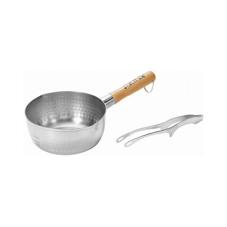 日本製 燕三条 ステンレスゆきひら鍋18cm トング付き(代引不可)【送料無料】