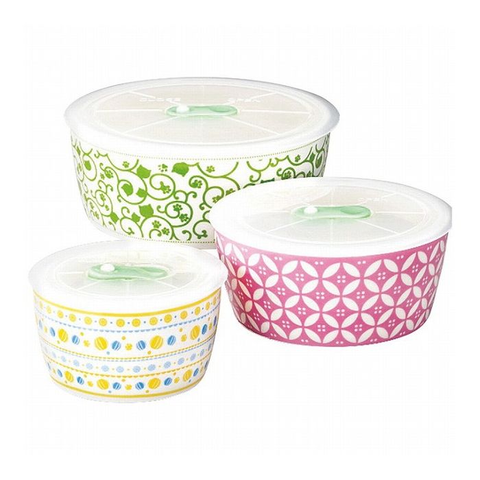 Spice Containers - レトロ和紋 高気密レンジパック3点セット キッチン用品 食器 カトラリー グラス食器 和陶器【送料無料】