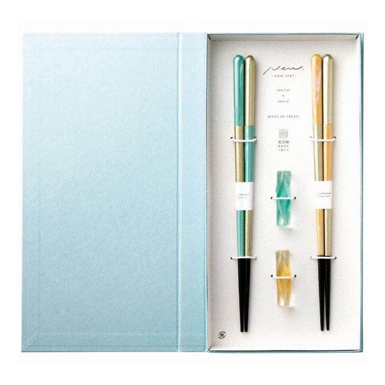 イシダ ブックケース ヴェール 箸置付ペア箸セット イシダ 63183 箸置【送料無料】