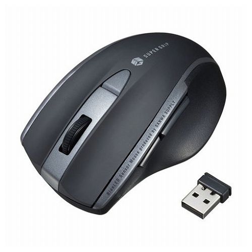 【商品特長】●手に吸い付くようなグリップ感でつかみやすい形状のワイレスマウスです。●「かぶせ持ち」「つまみ持ち」などの様々なグリップスタイルに対応した形状です。●左ボタン、右ボタン、ホイールボタンに静音スイッチを採用しており、公共の場や会議中の操作などでの使用に便利です。●マウスポインタを動かさず手元のサイドボタンで操作できる「戻る・進む」の2ボタンを搭載しており、Webブラウザで操作をスピーディに行えます。※AppleMacシリーズでは使用できません。●使用頻度の高い「戻るボタン」を、「進むボタン」より大きくしており、押しやすくなっています。●赤色の光学式より感度の高いブルーLED光学センサーを搭載し光沢感のあるデスク面でもマウスパッドなしでスムーズな操作が可能です。※鏡など光を反射する素材や、ガラスなど透明な素材の上でご使用になると、カーソルがスムーズに動かない場合があります。また規則正しいパターンの上ではトラッキング能力が低下する場合があります。●ノートパソコンに差したままで、持ち運びや保管ができる小型レシーバーです。●用途に合わせてカーソルスピードを1000・1600・2400カウントに切り替えることができます。カウント切り替えボタンを押すだけのスピード簡単切り替えです。●ケーブルを気にせず使えるワイヤレスタイプです。●電波障害に強い2.4GHzデジタル帯で、通信範囲が半径10mの広範囲で安定したデータ通信が可能です。※電波干渉のない場合に限る※透明ガラスなどの一部の表面では動作しにくい場合があります。●レシーバーはマウス本体裏面に差し込むだけの簡単収納です。●不使用時の電池消耗を防止する電源ON・OFFスイッチ付き。●サンワサプライWEBサイトよりドライバをダウンロードすれば、ホイールボタン、サイドボタンに機能の割り当てができます。※AppleMacシリーズでは使用できません。【仕様】■インターフェース:USBHID仕様バージョン1.1準拠※USB3.2/3.1/3.0/2.0インターフェースでもご使用になれます。■コネクタ形状:USB(Aタイプコネクタ)■ワイヤレス方式:2.4GHzRF電波方式※マウスとレシーバー間のIDは固定です。■通信範囲:木製机(非磁性体)/半径約10m、スチール机(磁性体)/半径約2m※電波の通信範囲は使用環境によって異なります。■読み取り方式:光学センサー方式(ブルーLED)■ボタン数:5ボタン■ボタン:2ボタン、2サイドボタン、ホイール(スクロール)ボタン■静音:あり■分解能:1000・1600・2400count/inch※カウント切替えボタン付き■レシーバー収納:あり■連続動作時間:約340時間■連続待機時間:約28000時間■使用可能日数:約707日※1日8時間パソコンを使用中に、マウス操作を5%程度行う場合。(新品の単三アルカリ電池使用時)※自然放電等を考慮しない弊社計算値であり保証値ではありません。※使用期間により、徐々に性能が低下します。予めご了承下さい。■付属品:レシーバー×1、単四乾電池×2(テスト用)、取扱説明書・保証書■対応OSWindows:10,8.1,8,7■対応OSmac:macOS10.13〜10.15、OSX10.9※MacOSXで標準インストールされているSafari、Mail、TextEdit及びFinderなど、OS標準ドライバでスクロール可能なアプリケーションでのみスクロール可能です。またホイールボタン押下げによる動作はサポートしません。■対応OSChromeOS:ChromeOS■対応機種:Windows搭載(DOS/V)パソコン、AppleMacシリーズ、ChormeOS搭載パソコン※標準でUSBポートを持つ機種。※パソコン本体にType-Cポートを持つ機種に変換アダプタを使用して接続すると動作しない場合があります。※電波の通信範囲は使用環境によって異なります。※機種により対応できないものもあります。※記載されている名称・製品名は、各社の商標または登録商標です。【代引きについて】こちらの商品は、代引きでの出荷は受け付けておりません。【送料について】北海道、沖縄、離島は送料を頂きます。