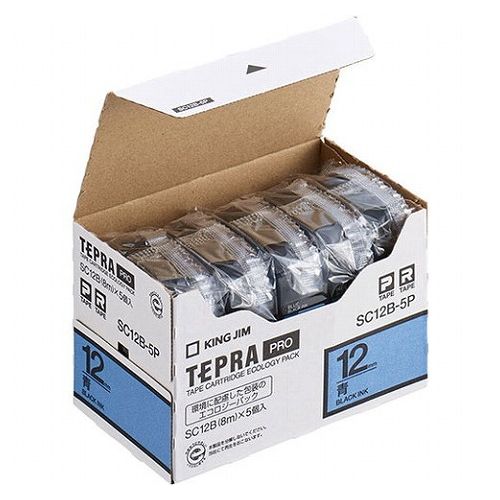 キングジム テプラPROテープエコノパック 5個入 12mm青 SC12B-5P(代引不可)【送料無料】
