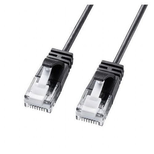【5個セット】 サンワサプライ カテゴリ6A極細LANケーブル ブラック KB-SL6A-005BKX5(代引不可)
