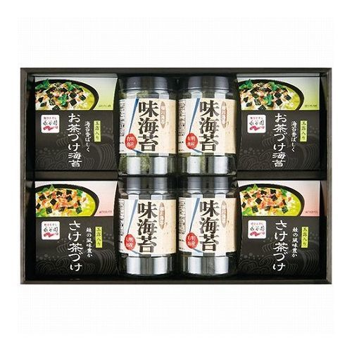 【商品特長】永谷園お茶づけ海苔(6.3g×3袋)・永谷園さけ茶づけ(5.6g×3袋)各2箱・柳川海苔味付け海苔(8切32枚)4個(PET容器入)【仕様】賞味期間/製造日より常温約360日・[日本製]・【小麦】【代引きについて】こちらの商品は、代引きでの出荷は受け付けておりません。【送料について】北海道、沖縄、離島は送料を頂きます。