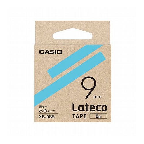 カシオ計算機 Lateco 詰め替え用テープ 9mm 水色テープ 黒文字 XB-9SB(代引不可)