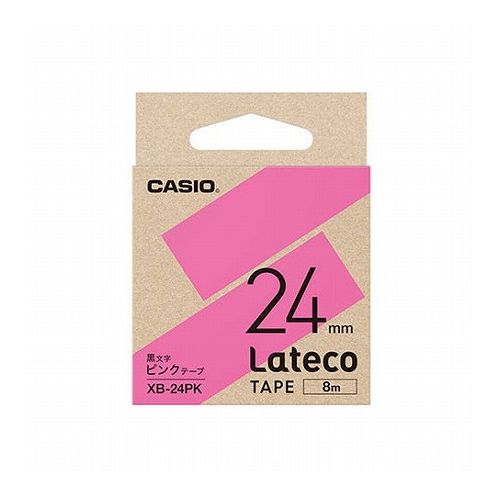 カシオ計算機 Lateco専用詰替用テープ/ピンクに黒文字/24mm XB-24PK(代引不可)