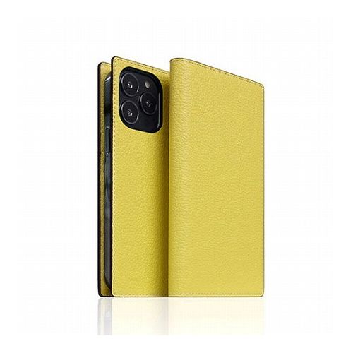 SLG Design Neon Full Grain Leather Diary Case for iPhone 14 Pro Lemon 手帳型 SD24324i14PLM(代引不可)