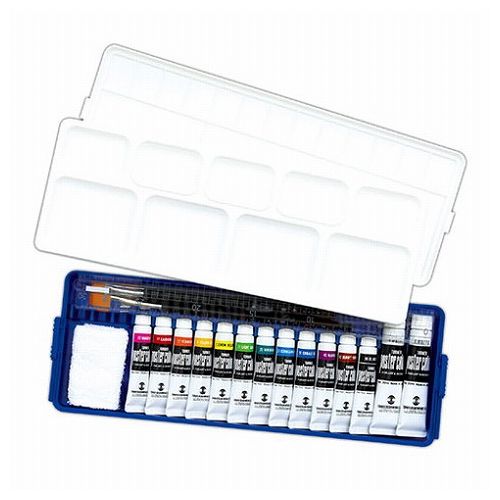 【商品説明】表現の幅が広がるマゼンタ入り【商品詳細】セット内容:●11mlチューブ(ホワイトのみ20mlチューブ2本)、●パレット2枚、黒軸デザイン筆(ナイロン)4本[面相筆・彩色・平筆・平筆2号]、混色カードポスターカラー用120色、アクリル製溝付定規[30cm]、ミニタオル付重量(g):629g包装サイズ:342x122x35mm【特長】美術、画材、書道、絵具、塗料、染料【代引きについて】こちらの商品は、代引きでの出荷は受け付けておりません。【送料について】北海道、沖縄、離島は送料を頂きます。