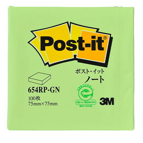 3M Post-it ポストイット 再生紙 ノート グリーン 3M-654RP-GN(代引不可) 1