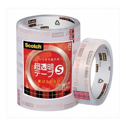 【5巻入×5セット】 3M Scotch スコッチ 超透明テープS 工業用包装 5巻入 24mm 3M-BK-24NX5(代引不可)【送料無料】
