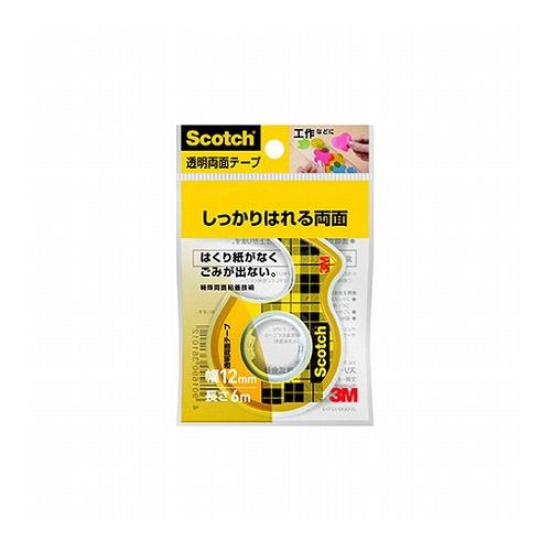 【10個セット】 3M Scotch スコッチ 透明両面テープ小巻 12mm ディスペンサー付 3M-W-12X10(代引不可)【送料無料】