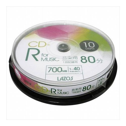 400枚セット(10枚X40個) Lazos 音楽用CD-R L-MCD10PX40 パソコン ドライブ CD-Rメディア(代引不可)【送料無料】