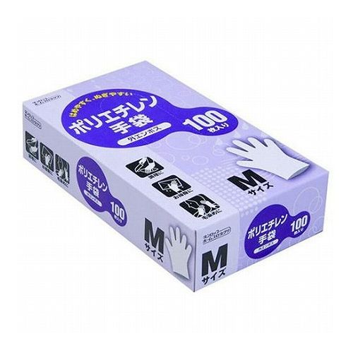 【5セット】 ダンロップホームプロダクツ ポリエチレン手袋 外エンボス加工 100枚 Mサイズ 09402MX5(代引不可)