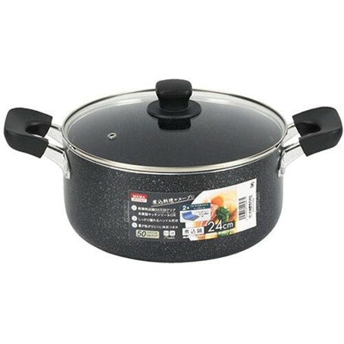 Ih Compatible - パール金属 ママディナーアルファ マーブルダイヤモンド IH対応ガラス蓋付煮込み鍋24cm HB-5897 キッチン雑貨(代引不可)